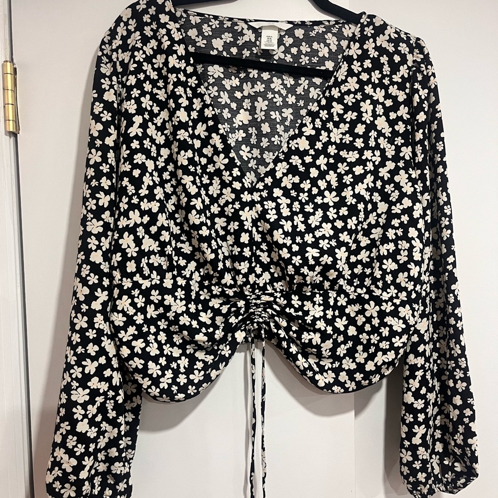 Floral Black and White Women's Top